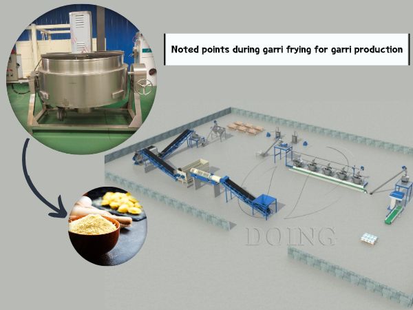Noted points during garri frying for high quality garri production